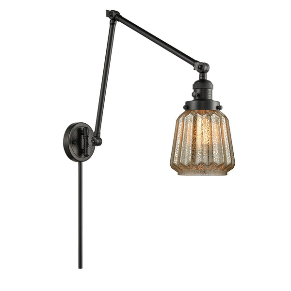 Chatham Swing Arm shown in the Matte Black finish with a Mercury shade