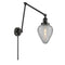 Geneseo Swing Arm shown in the Matte Black finish with a Clear Crackled shade