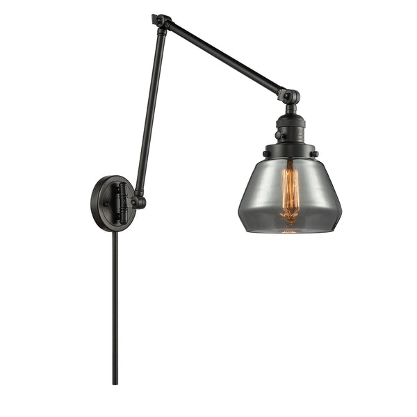 Fulton Swing Arm shown in the Matte Black finish with a Plated Smoke shade