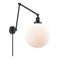 Beacon Swing Arm shown in the Matte Black finish with a Matte White shade