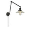 Halophane Swing Arm shown in the Matte Black finish with a Clear Halophane shade
