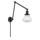 Olean Swing Arm shown in the Matte Black finish with a Clear shade