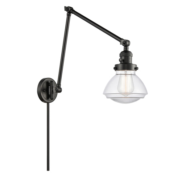 Olean Swing Arm shown in the Matte Black finish with a Clear shade