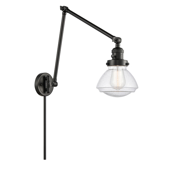 Olean Swing Arm shown in the Matte Black finish with a Seedy shade