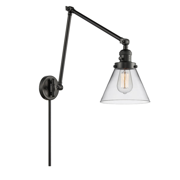 Cone Swing Arm shown in the Matte Black finish with a Clear shade