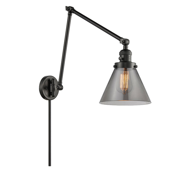 Cone Swing Arm shown in the Matte Black finish with a Plated Smoke shade