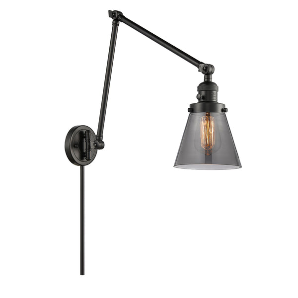 Cone Swing Arm shown in the Matte Black finish with a Plated Smoke shade
