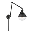 Hampden Swing Arm shown in the Matte Black finish with a Clear shade