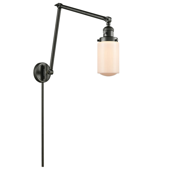 Dover Swing Arm shown in the Oil Rubbed Bronze finish with a Matte White shade