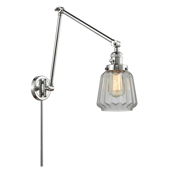 Chatham Swing Arm shown in the Polished Chrome finish with a Clear shade