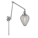Geneseo Swing Arm shown in the Polished Chrome finish with a Clear Crackled shade