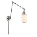 Dover Swing Arm shown in the Polished Chrome finish with a Matte White shade