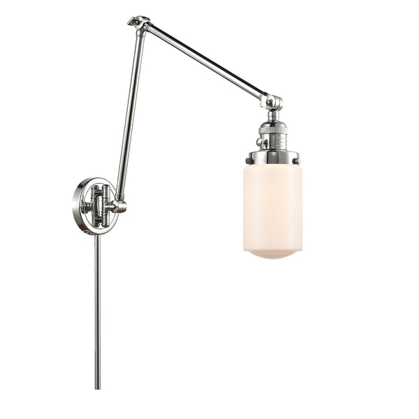 Dover Swing Arm shown in the Polished Chrome finish with a Matte White shade