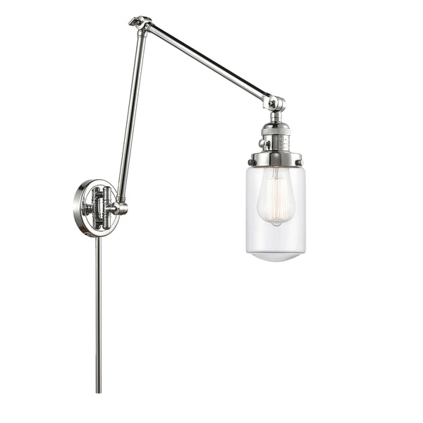 Dover Swing Arm shown in the Polished Chrome finish with a Clear shade
