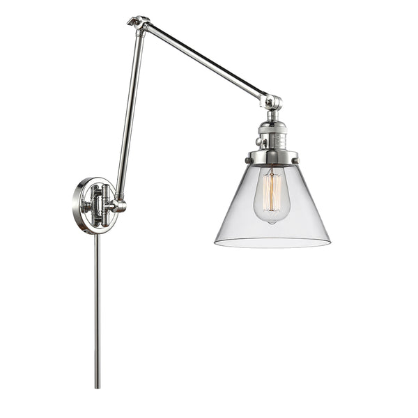 Cone Swing Arm shown in the Polished Chrome finish with a Clear shade