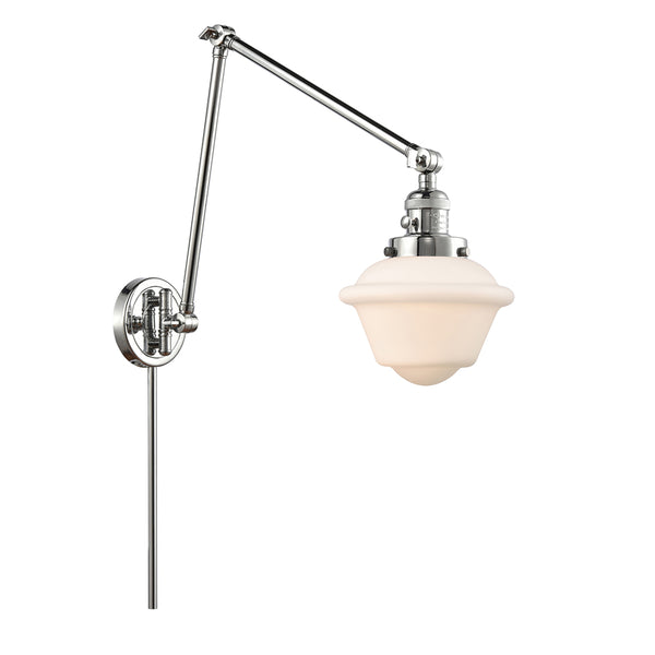 Oxford Swing Arm shown in the Polished Chrome finish with a Matte White shade