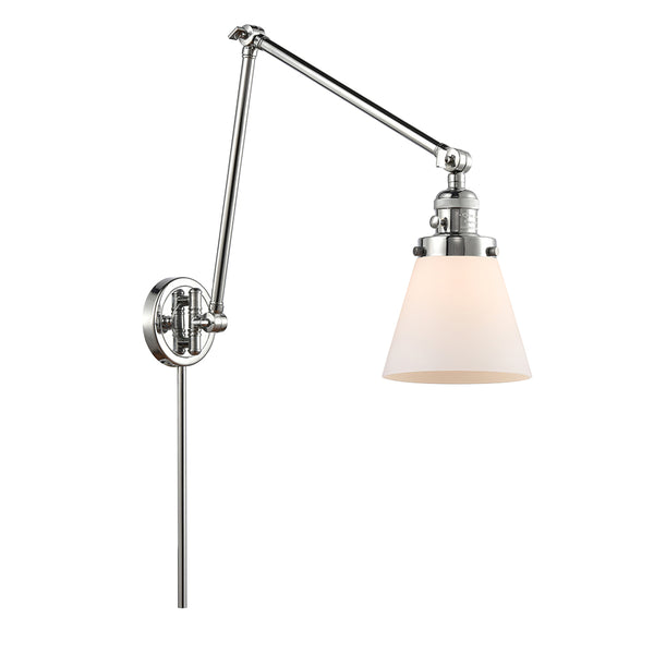 Cone Swing Arm shown in the Polished Chrome finish with a Matte White shade