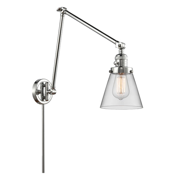 Cone Swing Arm shown in the Polished Chrome finish with a Clear shade
