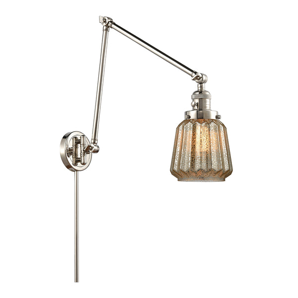 Chatham Swing Arm shown in the Polished Nickel finish with a Mercury shade