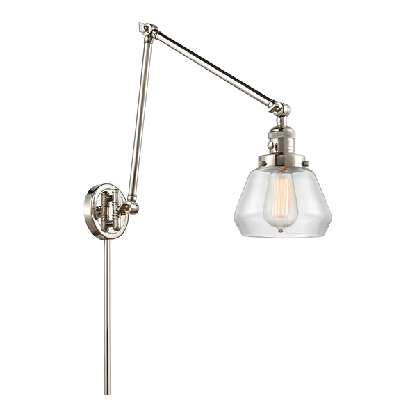 Fulton Swing Arm shown in the Polished Nickel finish with a Clear shade