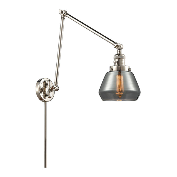 Fulton Swing Arm shown in the Polished Nickel finish with a Plated Smoke shade