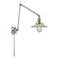 Halophane Swing Arm shown in the Polished Nickel finish with a Clear Halophane shade