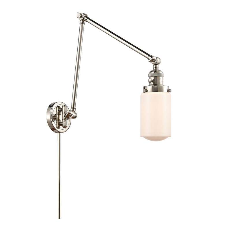 Dover Swing Arm shown in the Polished Nickel finish with a Matte White shade