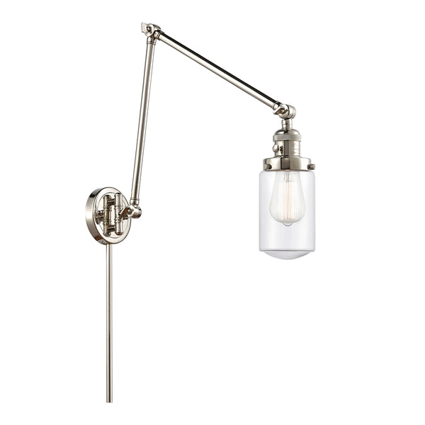 Dover Swing Arm shown in the Polished Nickel finish with a Clear shade