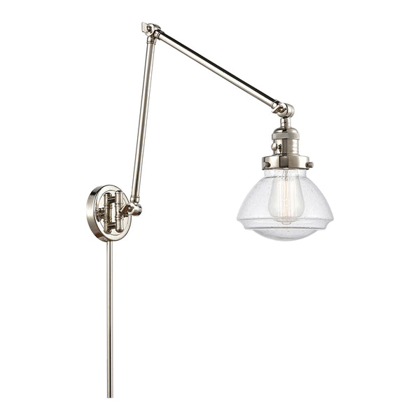 Olean Swing Arm shown in the Polished Nickel finish with a Seedy shade