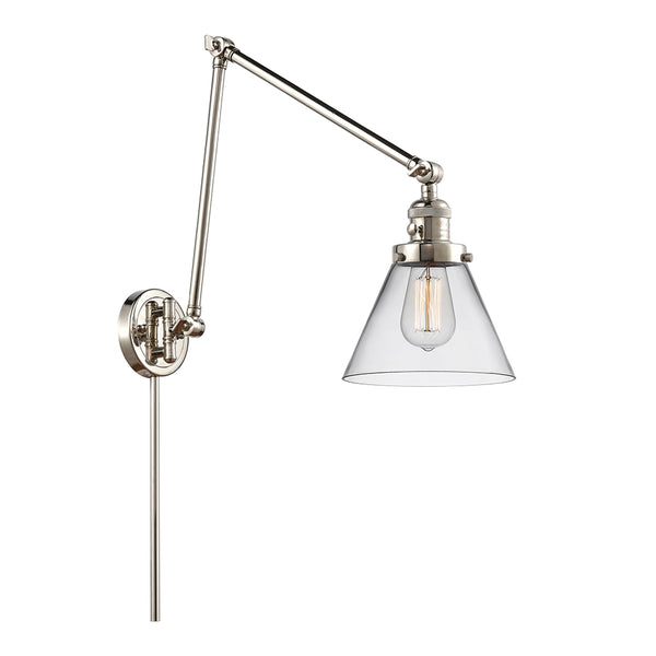 Cone Swing Arm shown in the Polished Nickel finish with a Clear shade