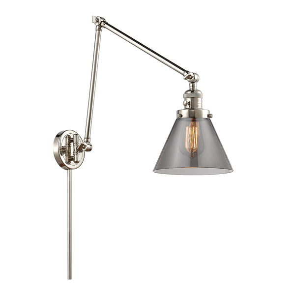 Cone Swing Arm shown in the Polished Nickel finish with a Plated Smoke shade
