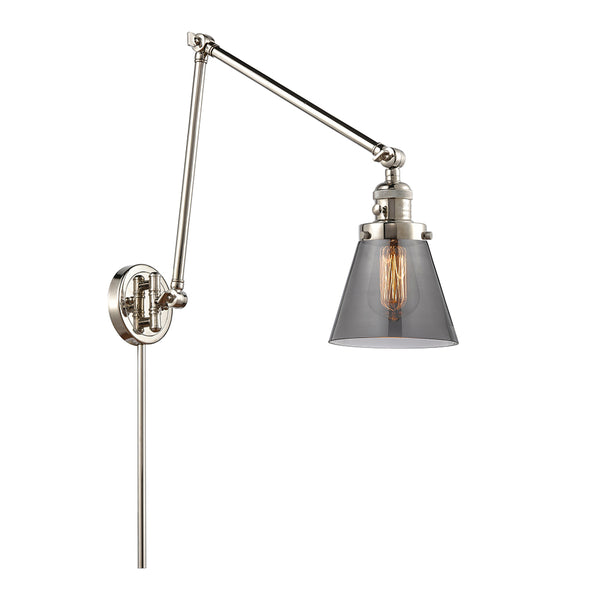 Cone Swing Arm shown in the Polished Nickel finish with a Plated Smoke shade