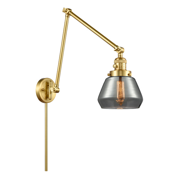 Fulton Swing Arm shown in the Satin Gold finish with a Plated Smoke shade