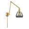 Fulton Swing Arm shown in the Satin Gold finish with a Plated Smoke shade