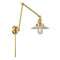 Halophane Swing Arm shown in the Satin Gold finish with a Clear Halophane shade