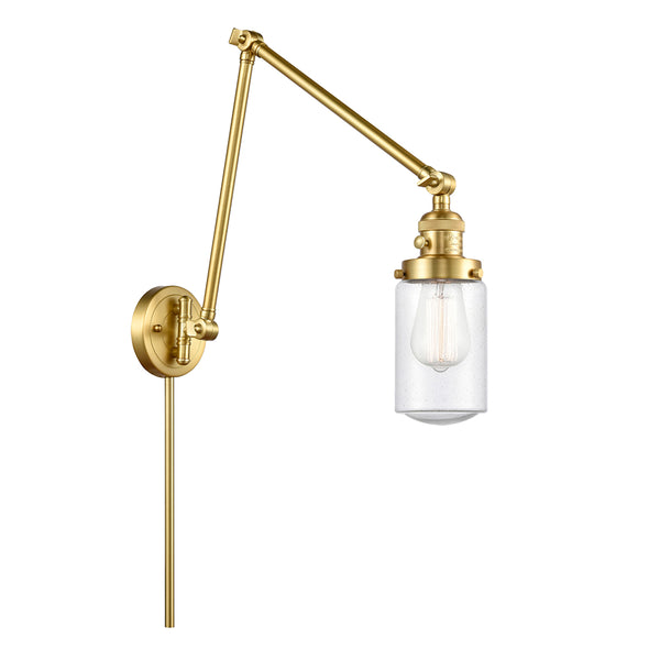 Dover Swing Arm shown in the Satin Gold finish with a Seedy shade
