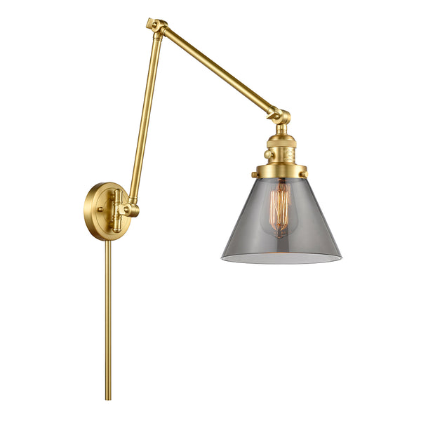 Cone Swing Arm shown in the Satin Gold finish with a Plated Smoke shade