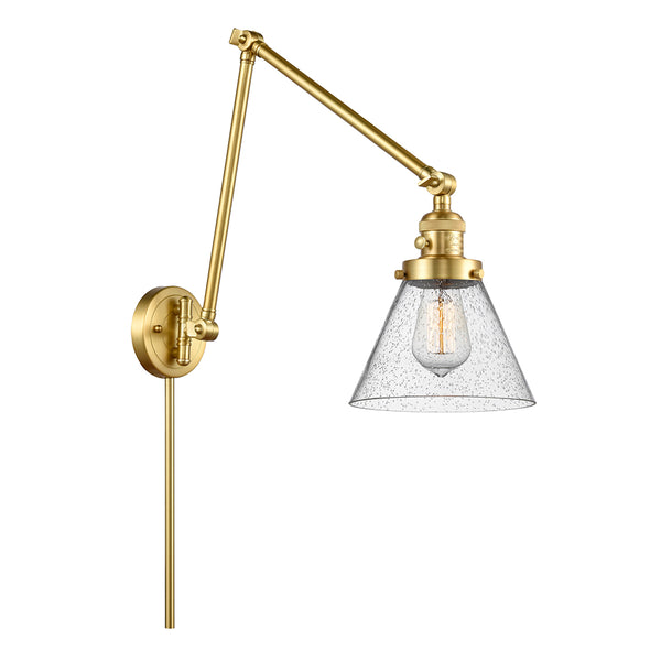 Cone Swing Arm shown in the Satin Gold finish with a Seedy shade