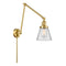 Cone Swing Arm shown in the Satin Gold finish with a Clear shade