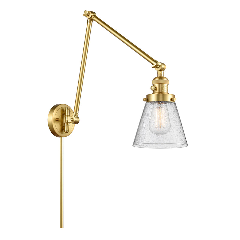 Cone Swing Arm shown in the Satin Gold finish with a Seedy shade