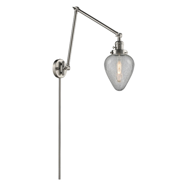 Geneseo Swing Arm shown in the Brushed Satin Nickel finish with a Clear Crackled shade