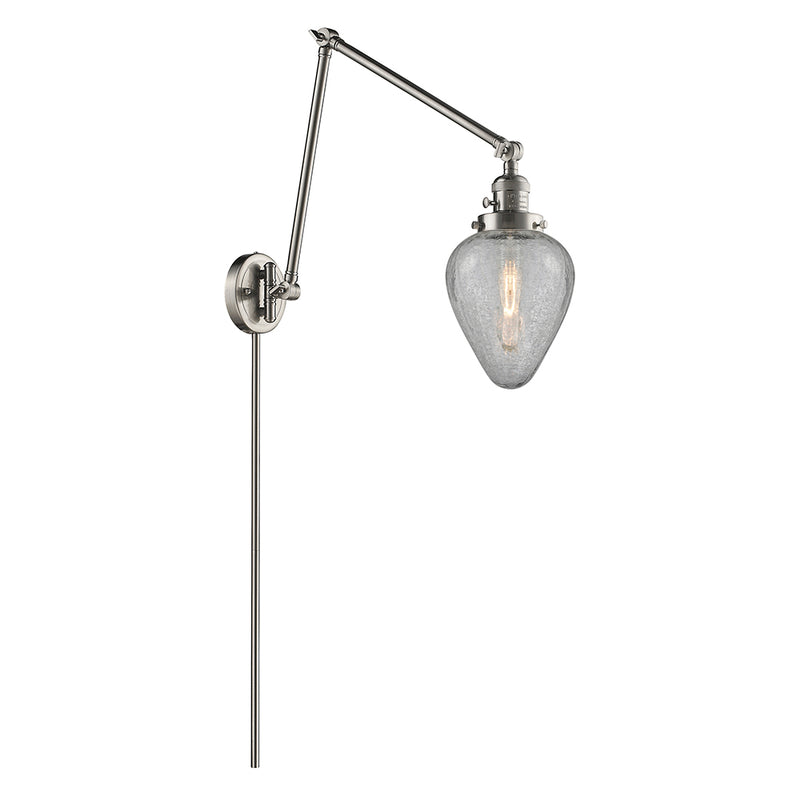 Geneseo Swing Arm shown in the Brushed Satin Nickel finish with a Clear Crackled shade