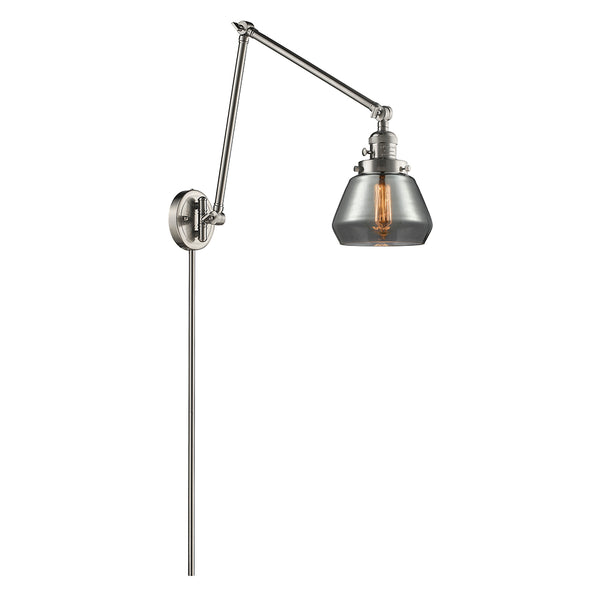 Fulton Swing Arm shown in the Brushed Satin Nickel finish with a Plated Smoke shade