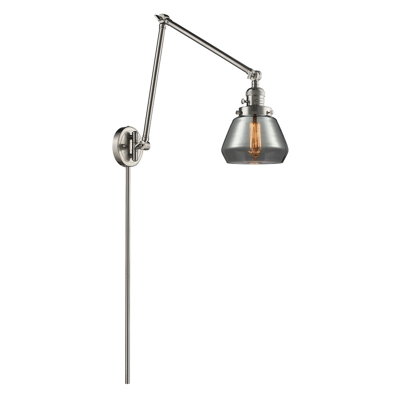 Fulton Swing Arm shown in the Brushed Satin Nickel finish with a Plated Smoke shade