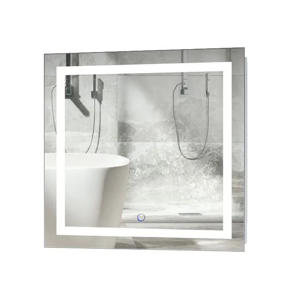 Krugg Icon 24" X 24" LED Bathroom Mirror with Dimmer and Defogger Square Lighted Vanity Mirror ICON2424