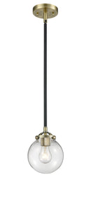 Innovations Lighting Beacon 1-80 watt 6 inch Black Antique Brass Mini Pendant  Clear glass   Hang Straight Swivel 2841SBABG2026