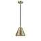 Appalachian Mini Pendant shown in the Black Antique Brass finish with a Antique Brass shade