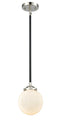 Innovations Lighting Beacon 1-80 watt 6 inch Black Polished Nickel Mini Pendant Gloss White glass  Hang Straight Swivel 2841SBPNG2016