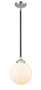 Innovations Lighting Beacon 1-100 watt 8 inch Black Polished Nickel Mini Pendant Gloss White glass  Hang Straight Swivel 2841SBPNG2018