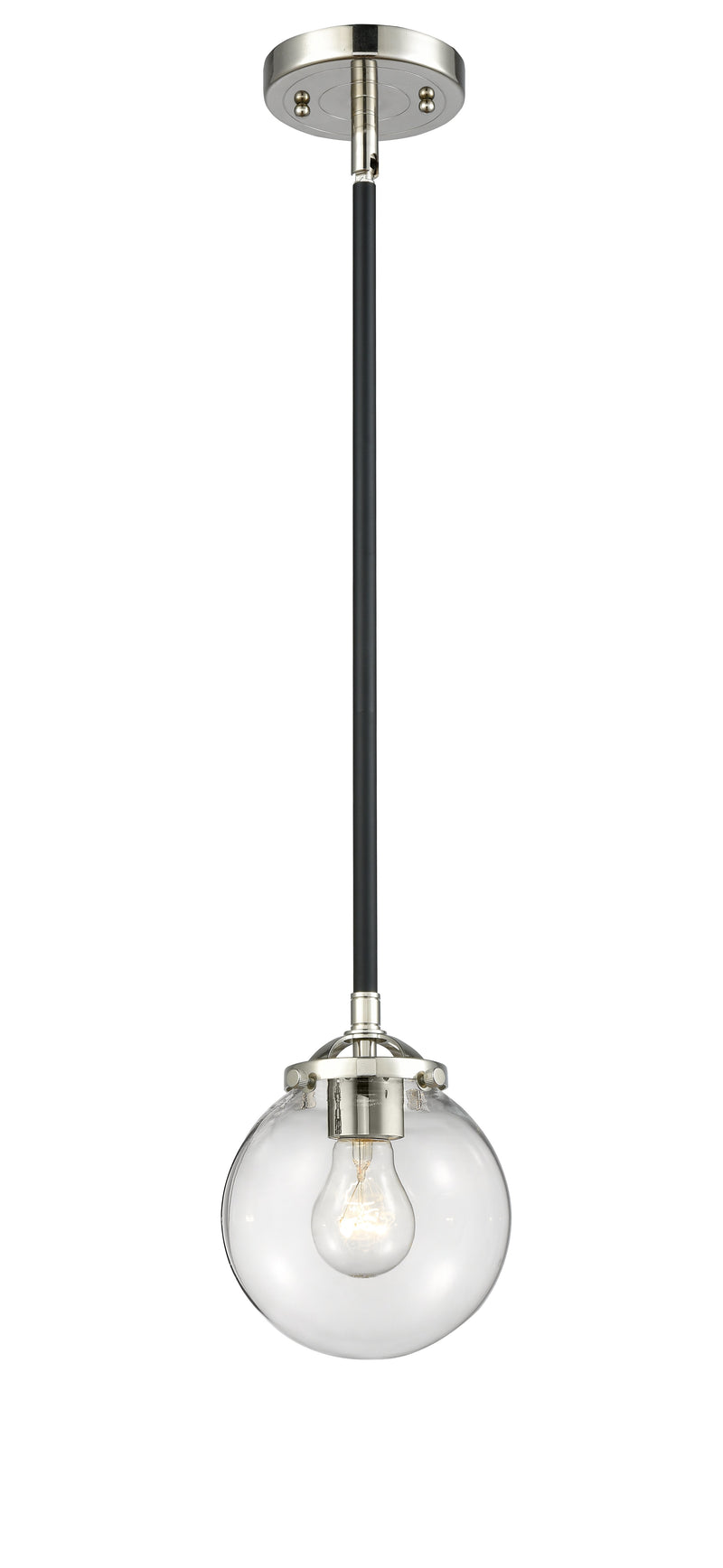 Innovations Lighting Beacon 1-80 watt 6 inch Black Polished Nickel Mini Pendant  Clear glass   Hang Straight Swivel 2841SBPNG2026